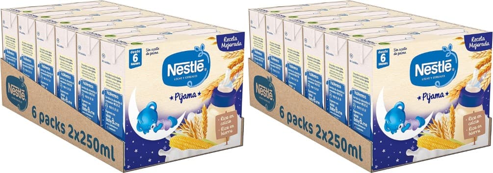 Nestlé Leite e cereais, Pijama, comida para bebé, 250 ml x 24