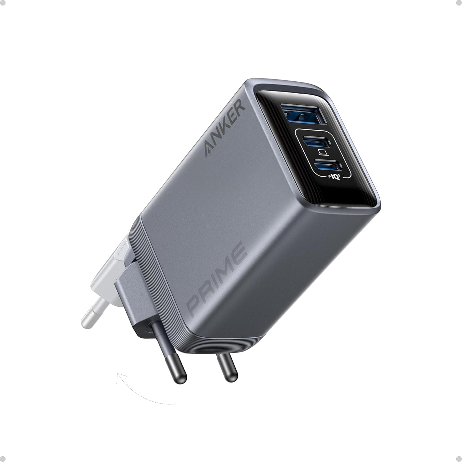 Anker Prime Carregador USB C 100 W, carregador USB C de 100 W, carregador de parede Anker de 3 portas, GAN dobrável e compacta, para MacBook, iPad, iPhone 16/15/14/13 Series, Galaxy S24/S23 e Plus