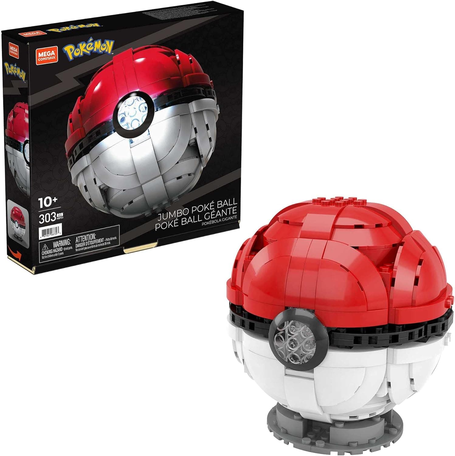 Mega Construx Pokémon Pokeball gigante figura de blocos de construção de brinquedo para meninos e meninas + 10 anos (Mattel HBF53)
