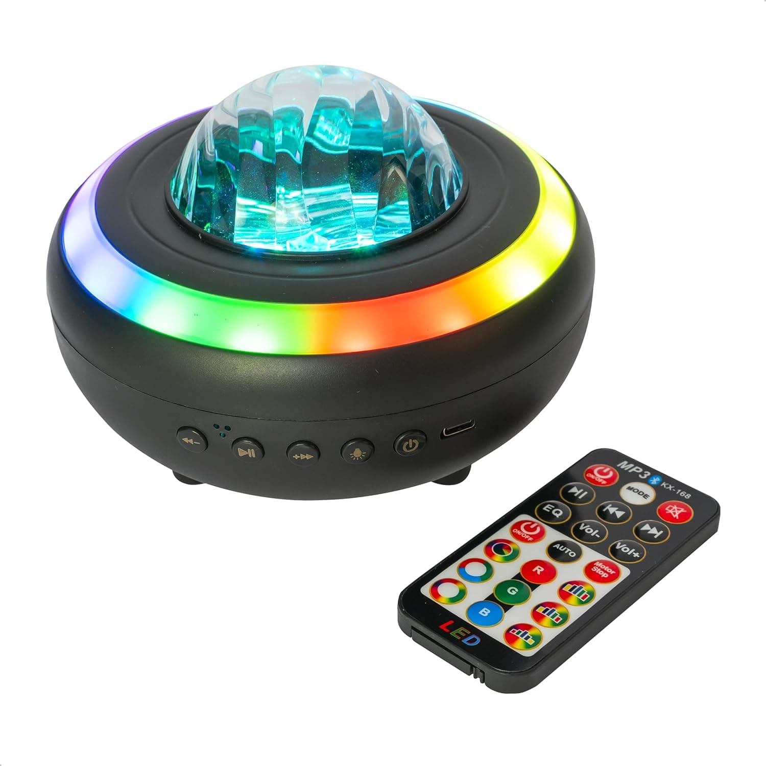 Party Light & Sound - NEBULA - Altifalante 2 em 1 com efeito aurora boreal e LED estroboscópico, Bluetooth, controlo remoto, cabo USB-C - preto