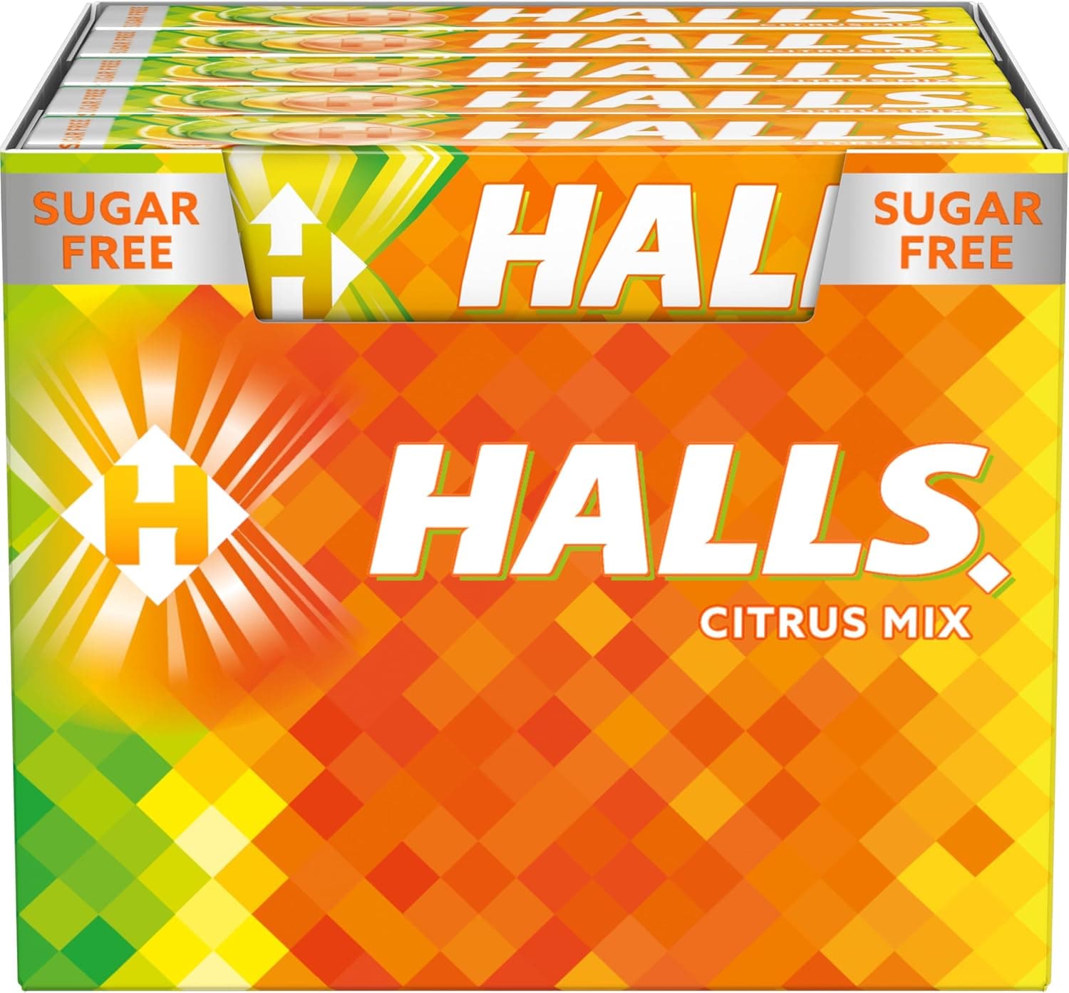 Halls Cítrico, caramelo duro, caixa com 20 packs de 32 g