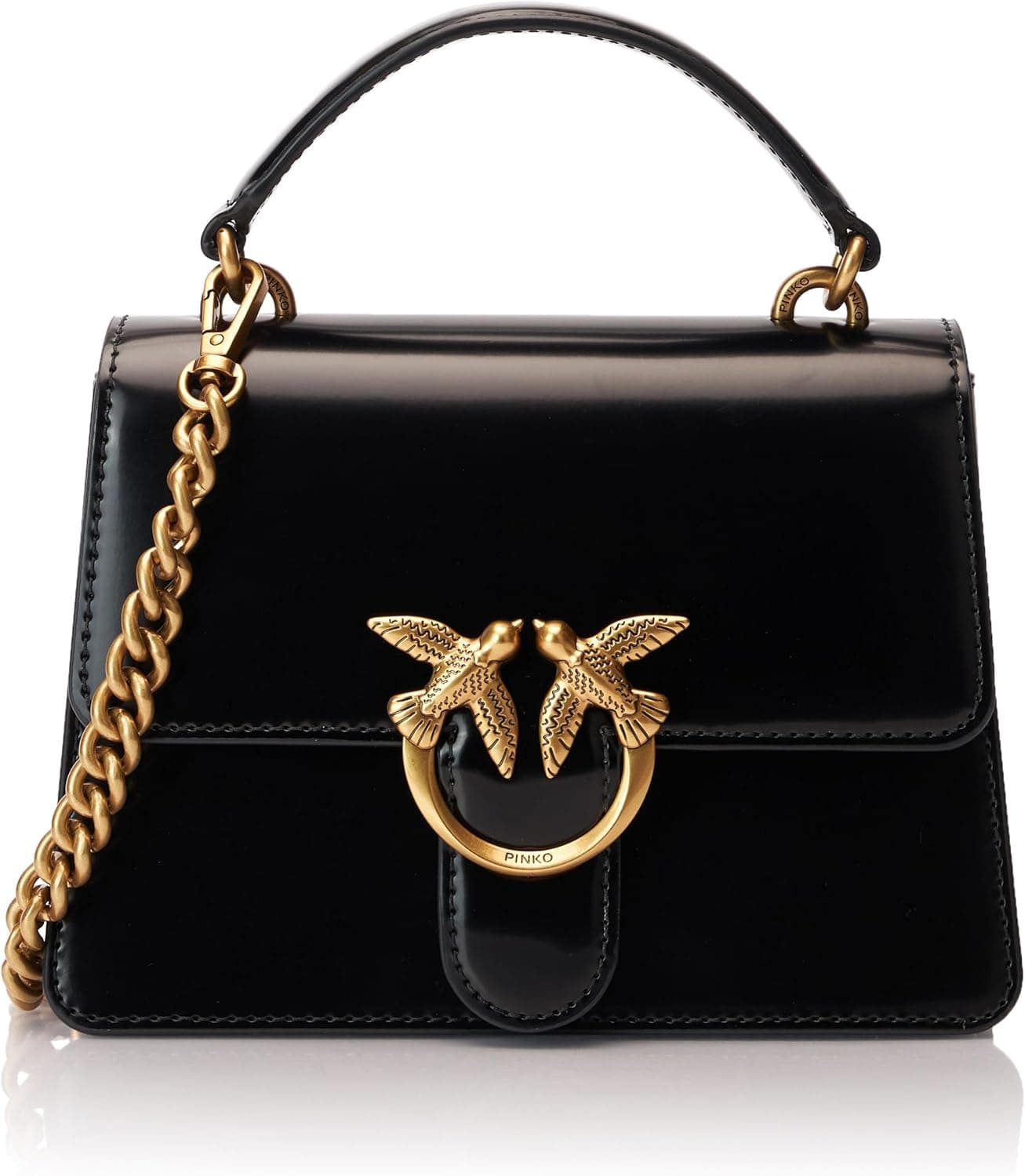 Pinko Love One Top Handle Mini Light couro escovado brilhante, bolsa para mulher