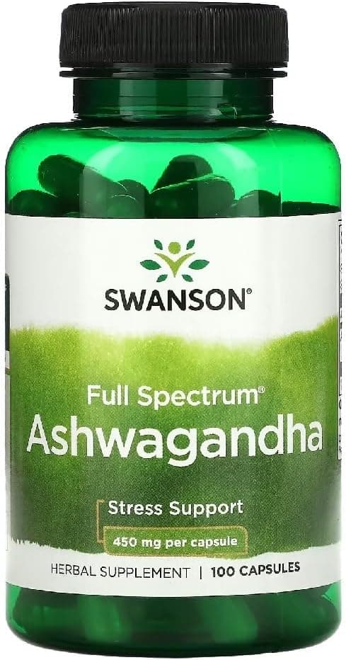 Swanson Ashwagandha Extract 450mg | Apoio natural para o alívio do stress e do vigor - 100 cápsulas
