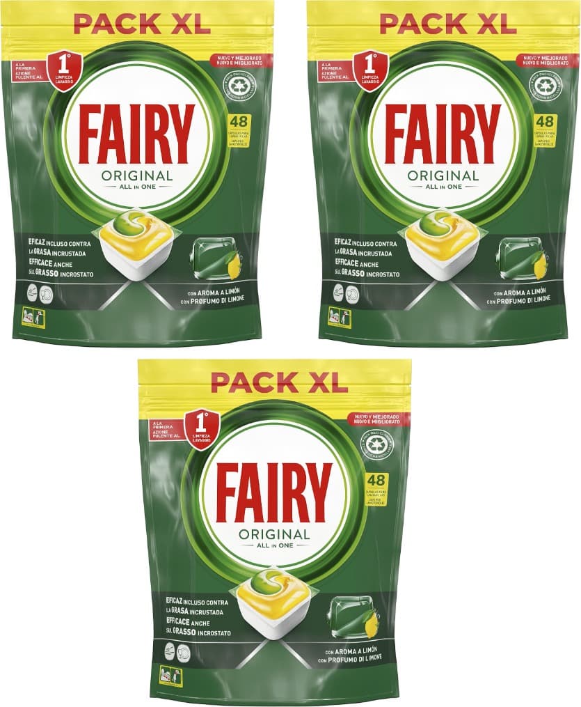 Fairy, Original Tudo em um Cápsulas para máquina de lavar louça, 48 cápsulas x 3
