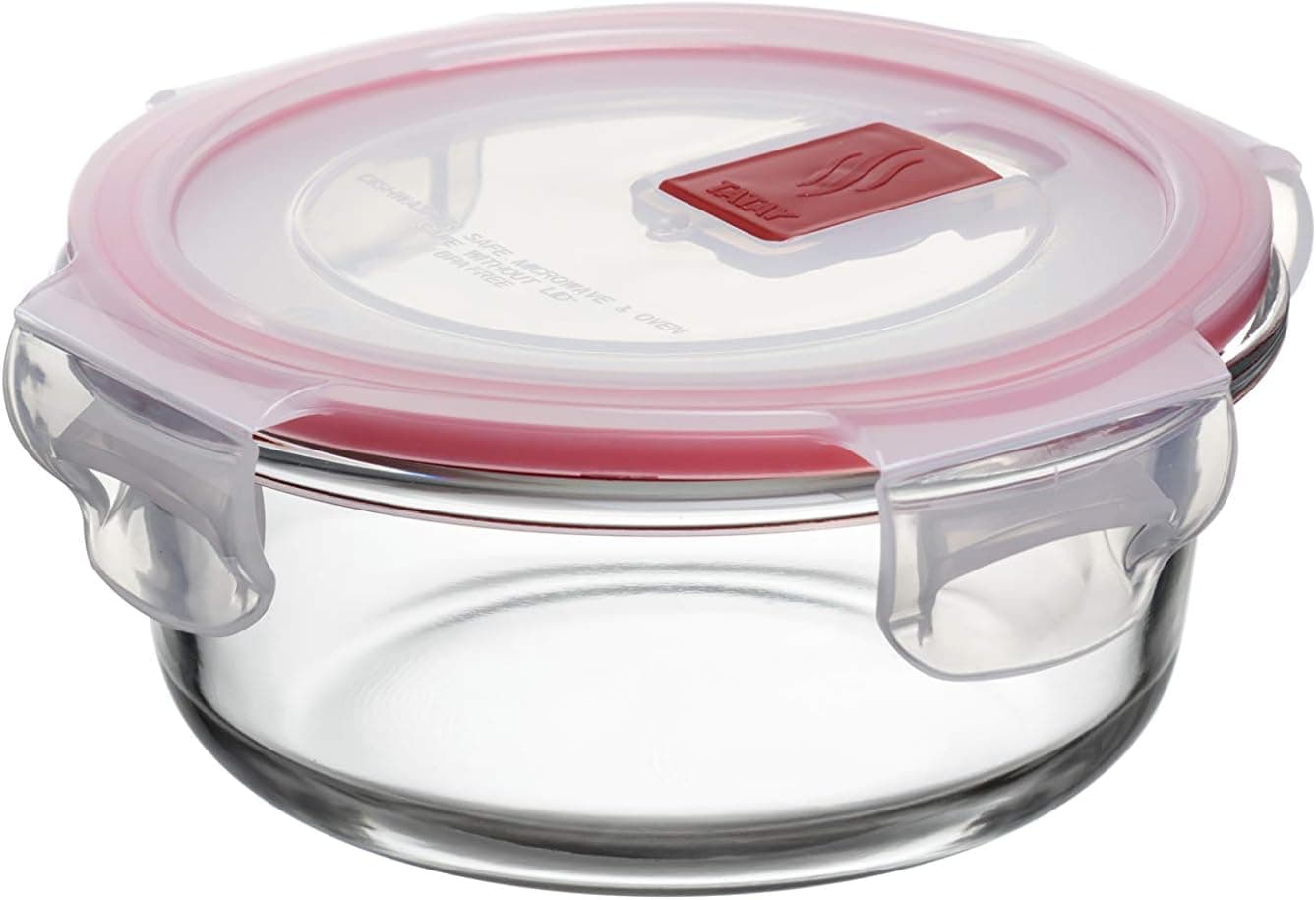 Tatay Fiambrebra de alimentos, vidro, cosmética, capacidade de 0,4 l, tampa de clipe, livre de BPA, micro-ondas, forno, congelador e máquina de lavar louça, vermelho, medidas 13,7 x 13,7 x 6,2 cm
