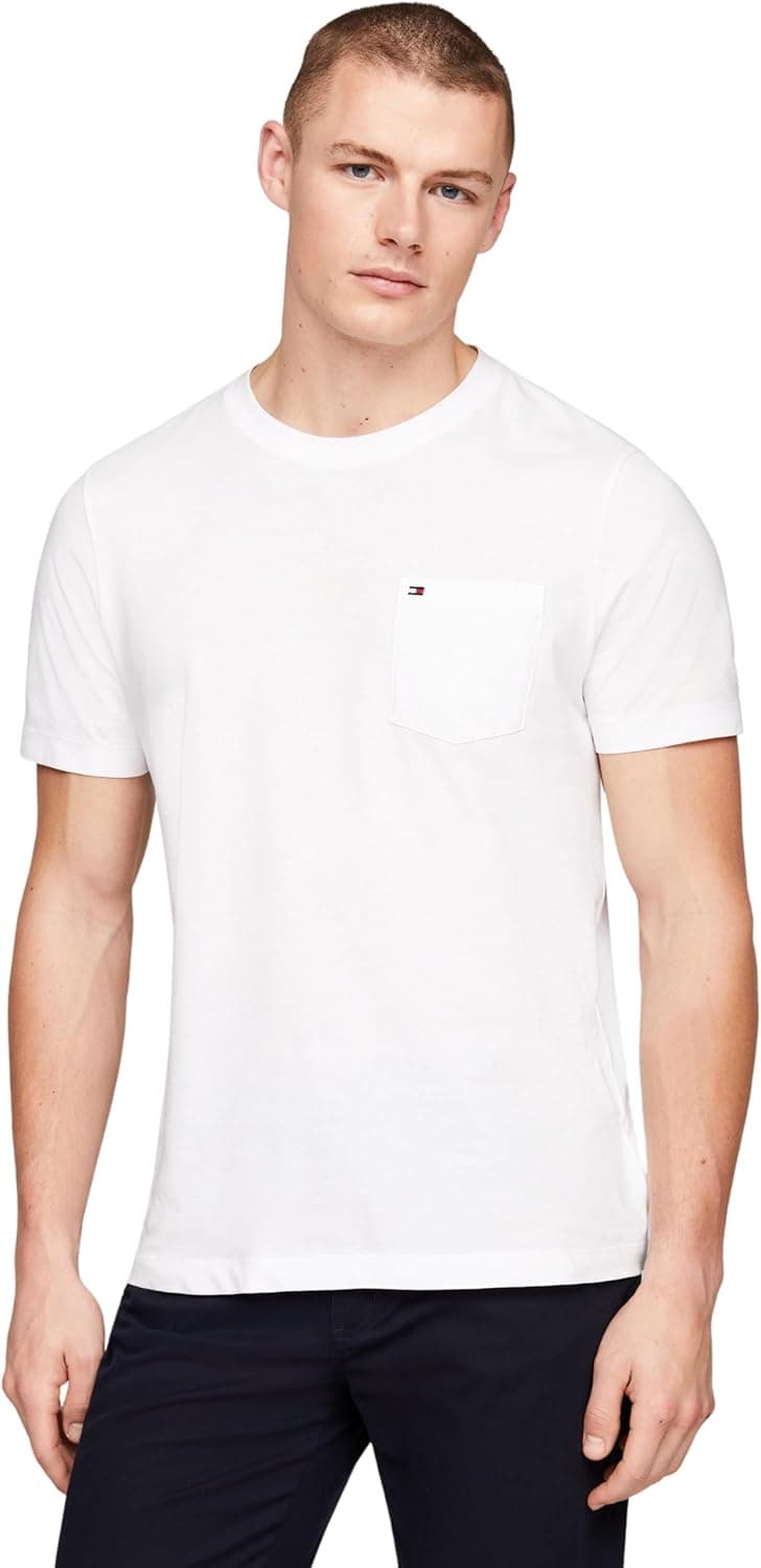 Tommy Hilfiger T-shirt de manga curta para homem Pocket decote redondo