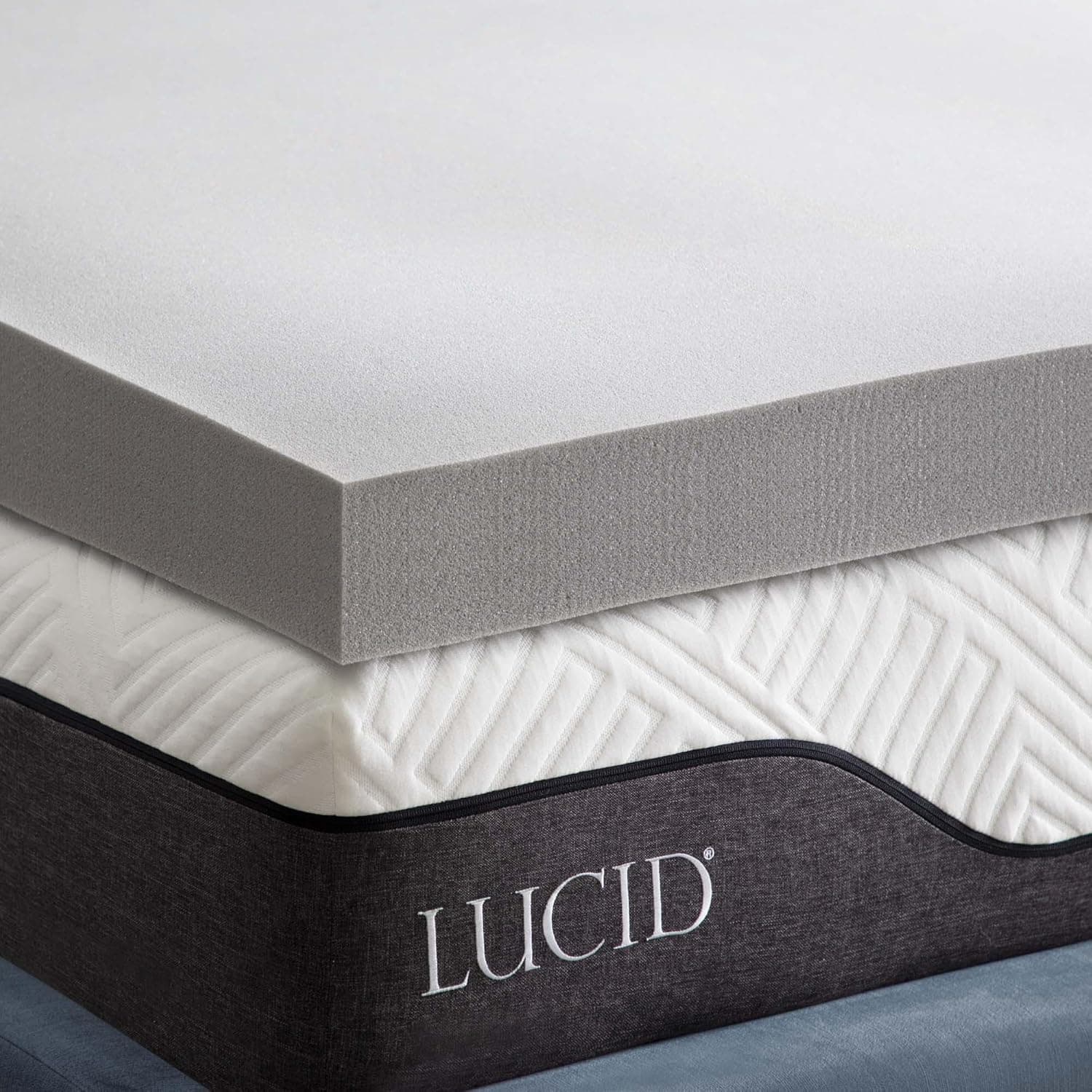 LUCID Sobrecolchão viscoelástico 120 x 190 cm, com partículas de carbono de bambu, espessura de 10 cm, tampa para colchão
