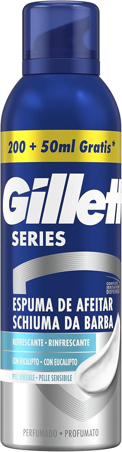 Gillette Série espuma de barbear refrescante com Eucalipto proteção total contra a irritação para máquina de barbear para homem, 250 ml