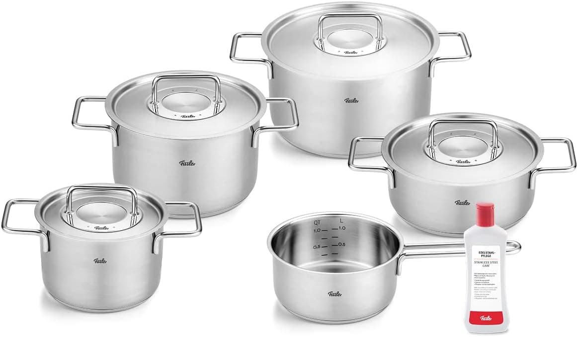 Fissler Pure Collection | Conjunto de panelas em aço inoxidável para indução com 6 peças