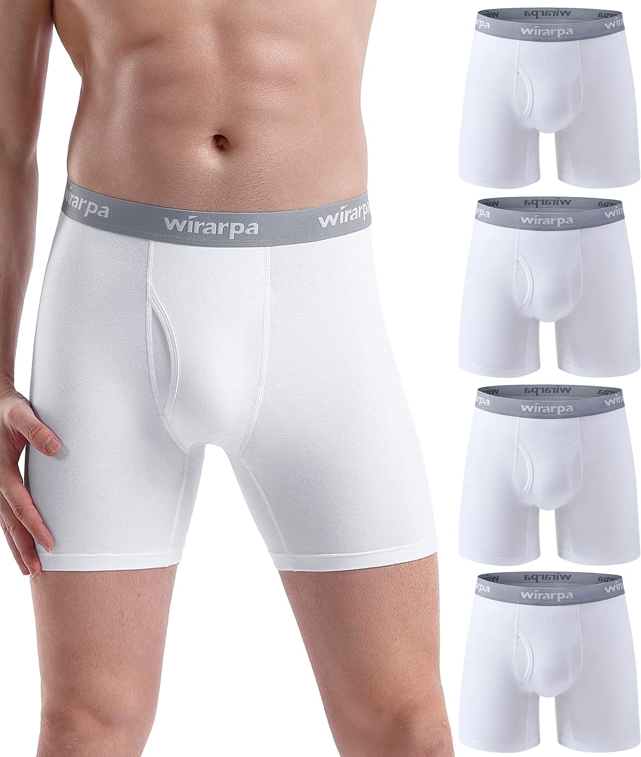 wirarpa Boxers de algodão para homem, pack de 4