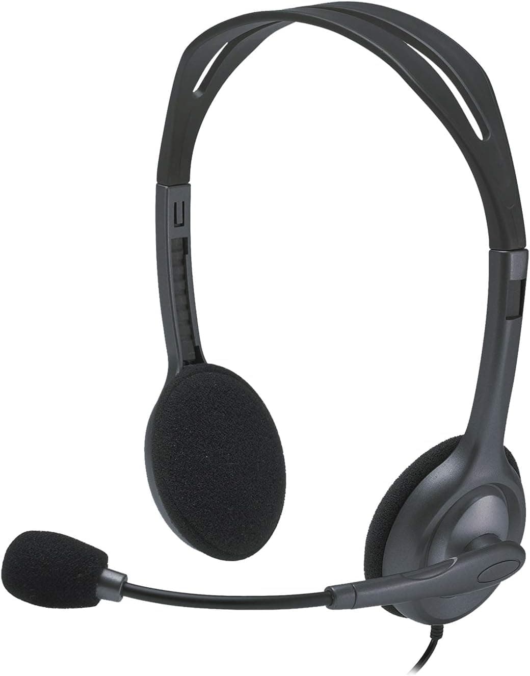 Logitech H111 Auriculares com cabo, som estéreo com microfone giratório, jack de 3,5 mm, PC/Mac/Portátil/Smartphone/Tablet, preto