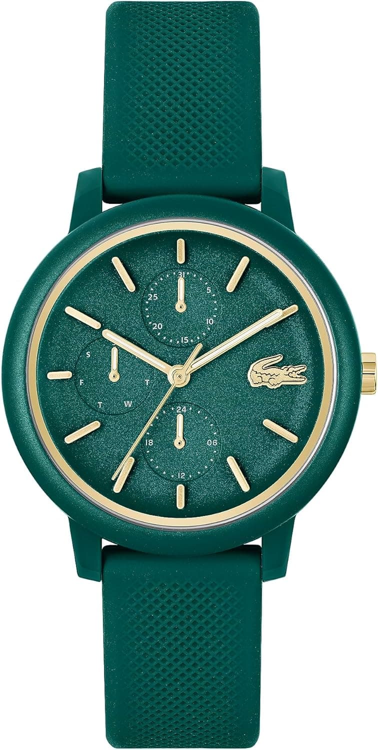 Lacoste Relógio analógico de quartzo multifuncional para mulher, coleção LACOSTE.12.12 multi com correia em silicone