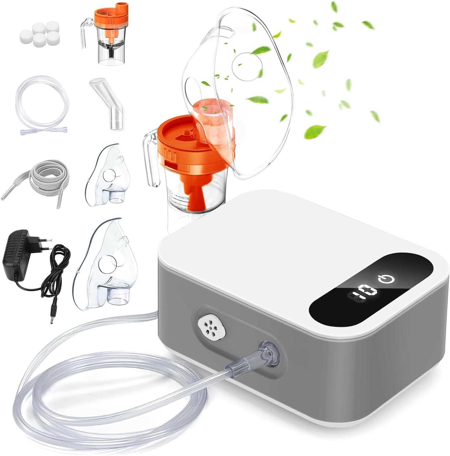 Nebulizador portátil para adultos e crianças, inalador de vapor com ecrã digital LED aerossóis para tratamento de doenças respiratórias, nebulizador ultrassónico para casa e viagens