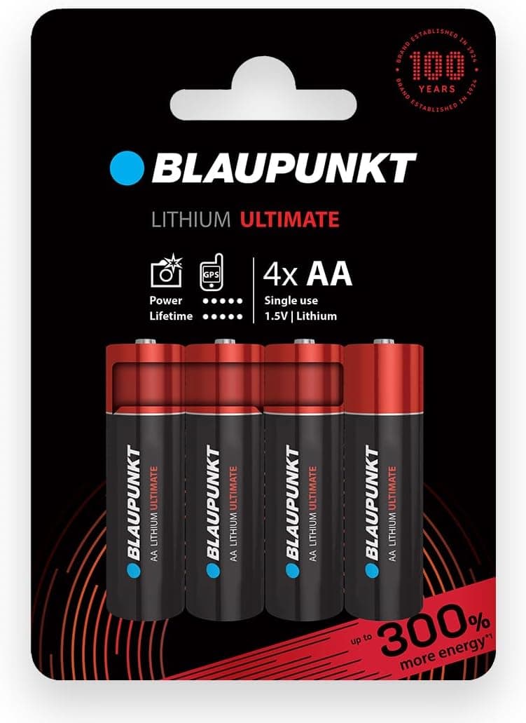 BLAUPUNKT AA Pilhas de lítio, embalagem de 4, o melhor para câmaras digitais, dispositivos de internet das coisas (IDC), FR6BUL/4CP