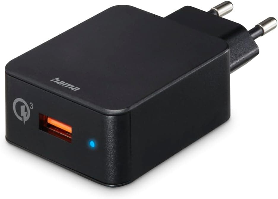 Hama Carregador rápido USB-A (carregador de corrente Quick Charge 3.0 19,5 W, certificado Qualcomm® Quick Charge™ 3.0, carregador de parede para Samsung Galaxy S21/S20/S10/S9/Note 10 LG Huawei