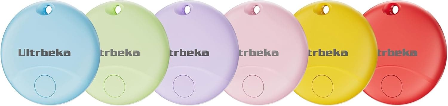 Ultrbeka Tag - pacote de 6 rastreadores de ar que funcionam com Apple Find My (apenas iOS), localizador de artigos i Tag, mini rastreadores impermeáveis para malas, bagagem, pacote, vem com 6