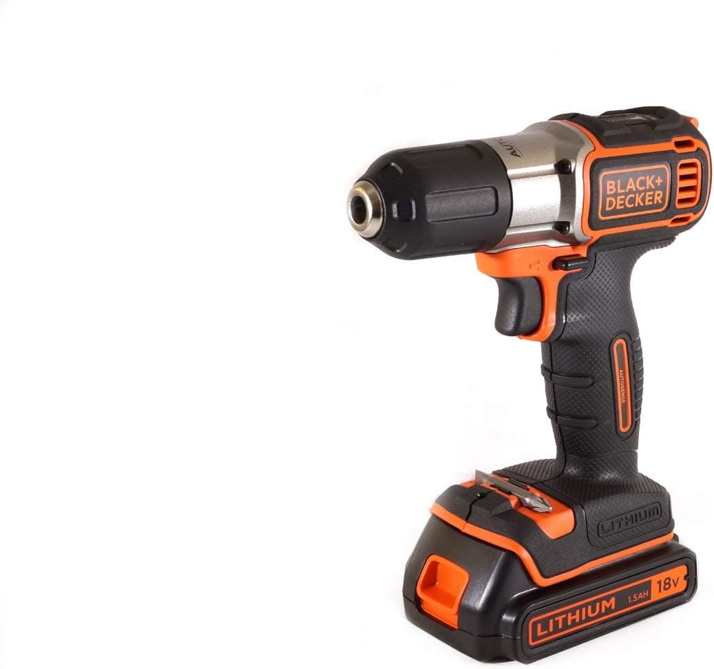 BLACK+DECKER ASD18K Broca parafuso 18 V Autosense e Autoselect inclui bateria de lítio 1,5 Ah e maleta