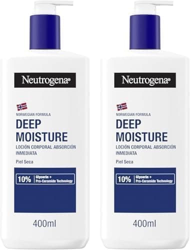 Neutrogena Loção corporal hidratação profunda fórmula norueguesa para pele seca (400 ml), creme hidratante corporal com tecnologia Pro-Ceramida e Glicerina (embalagem de 2)