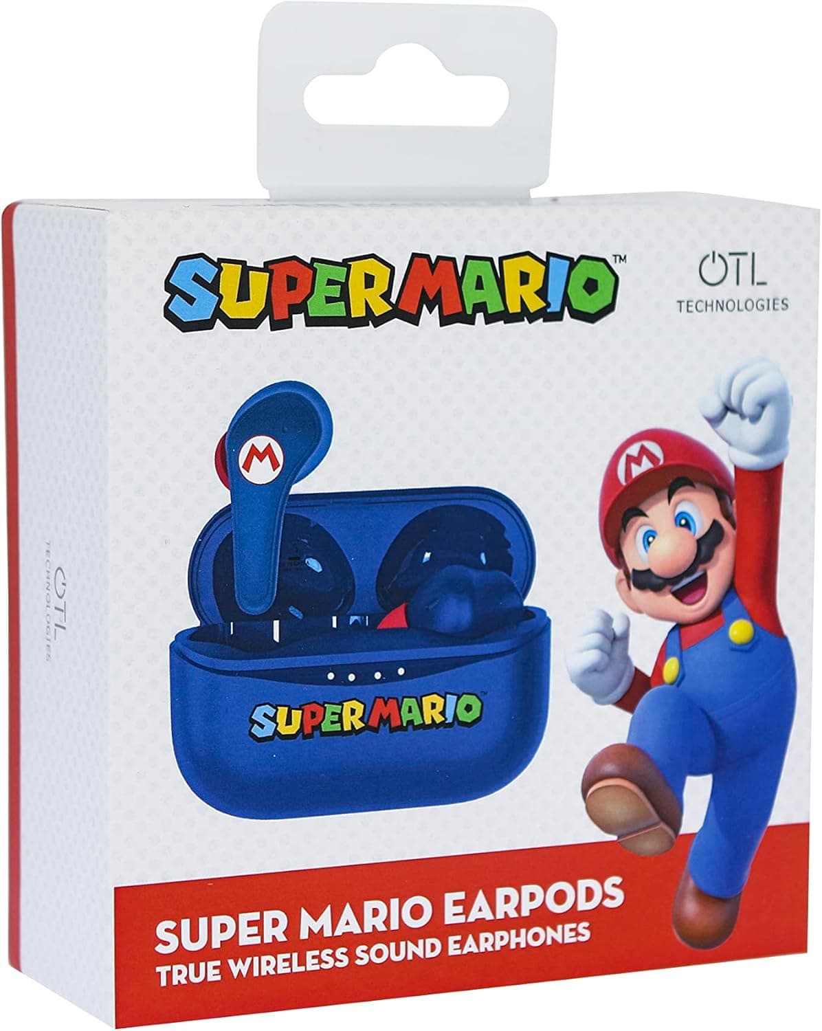 OTL Technologies - Fones de ouvido sem fio Bluetooth V5.0 para Super Mario com estojo de carregamento azul.