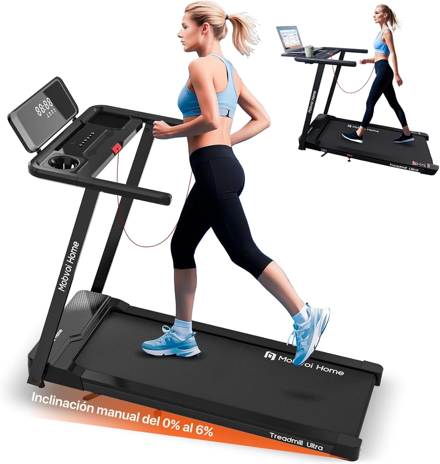 Mobvoi Treadmill Ultra | Passadeira elétrica 3 em 1 com inclinação de 6% e velocidade até 12 km/h para casa e escritório