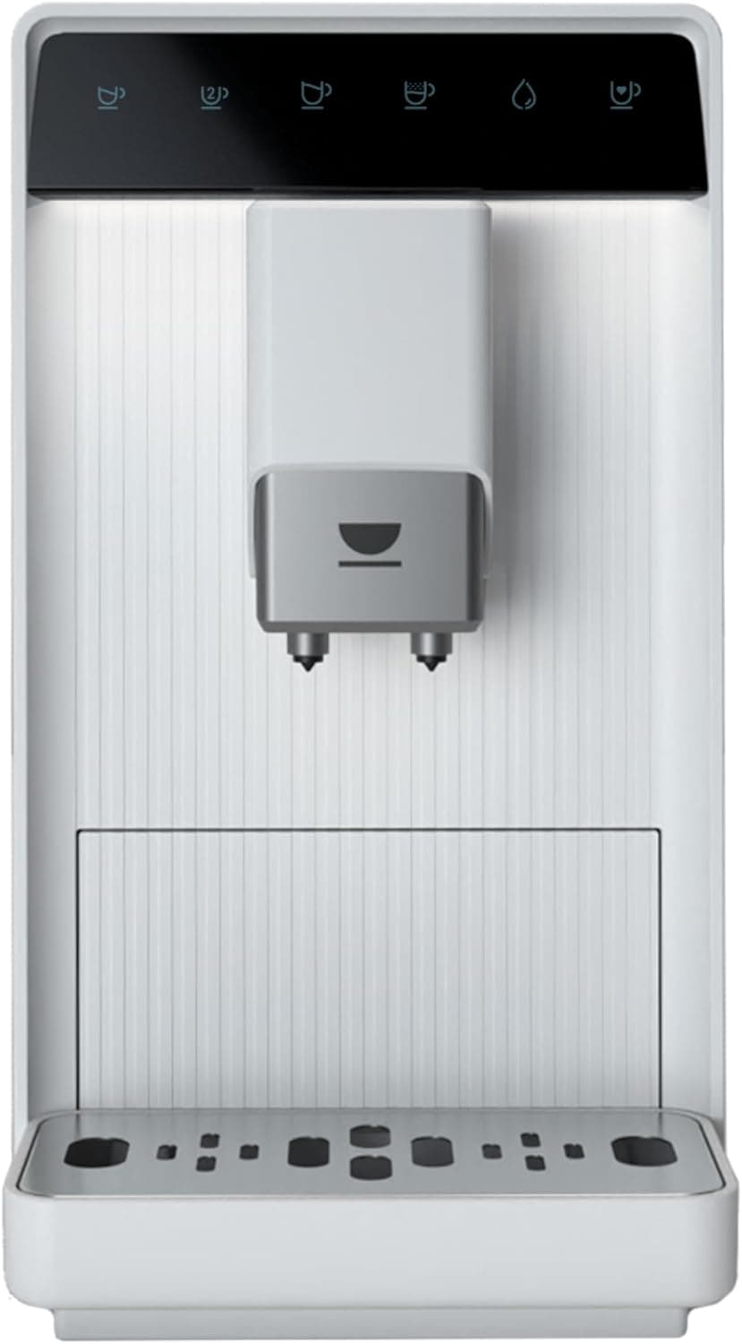 Incapto Aura Cafeteira super automática | 19 bares, botão duplo expresso, máquina de café de grão compacto e design elegante, moedor regulável | limpeza automática, várias receitas (branco)