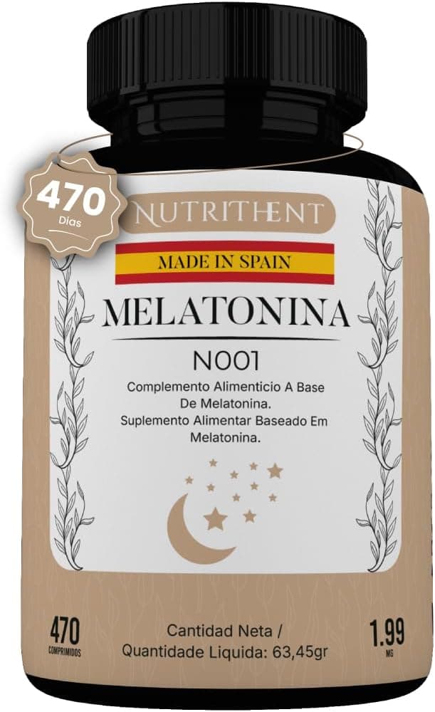 470 comprimidos melatonina pura 1,99 mg | Assimilação rápida | Fornecimento por 470 dias, Ajuda com insónia e perturbações do sono, Vegan sem OMG, fabricado em Espanha