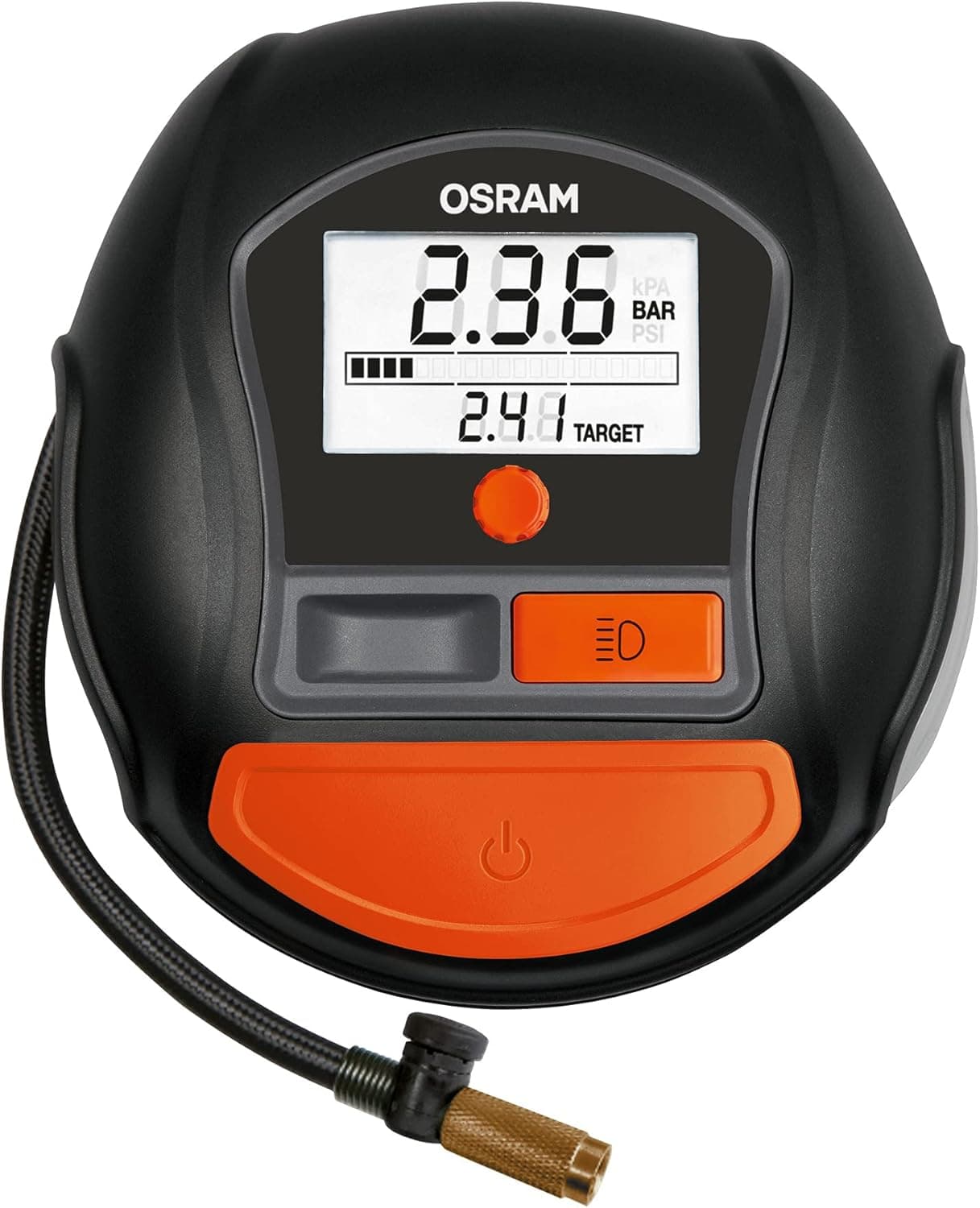 OSRAM TYREinflate 1000, bomba de pneus com ecrã digital e luz LED, compressor de ar portátil de 12 V para pneus de carro, alimentação por isqueiro, enchimento de pneus em 2 min