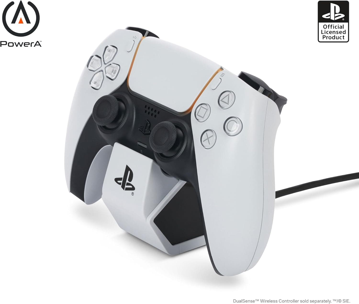 Estação de carregamento PowerA Solo para comando sem fios DualSense: branco, carregamento de controlador DualSense, carregamento, Sony Playstation, PS5, com licença oficial