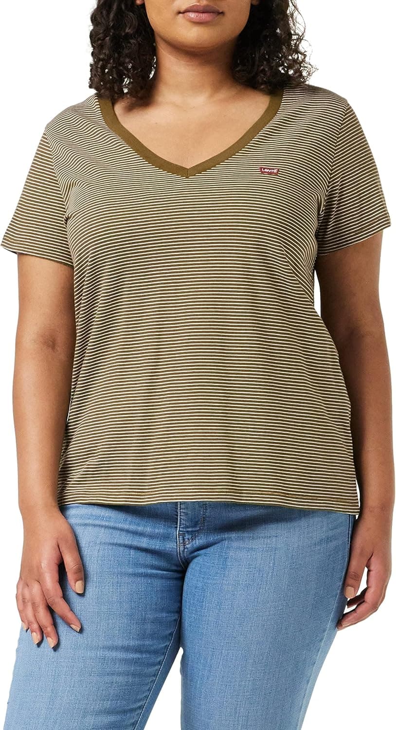 Levi's The Perfect V-Neck Camiseta Mujer Camiseta S Peppercorn Dark Olive