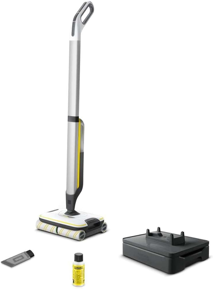 Kärcher Esfregão elétrico FC 7 Cordless, com quatro rolos de microfibra, autonomia de bateria: aprox. 45 minutos, Desempenho da superfície por carregamento da bateria: aprox. 175 m²