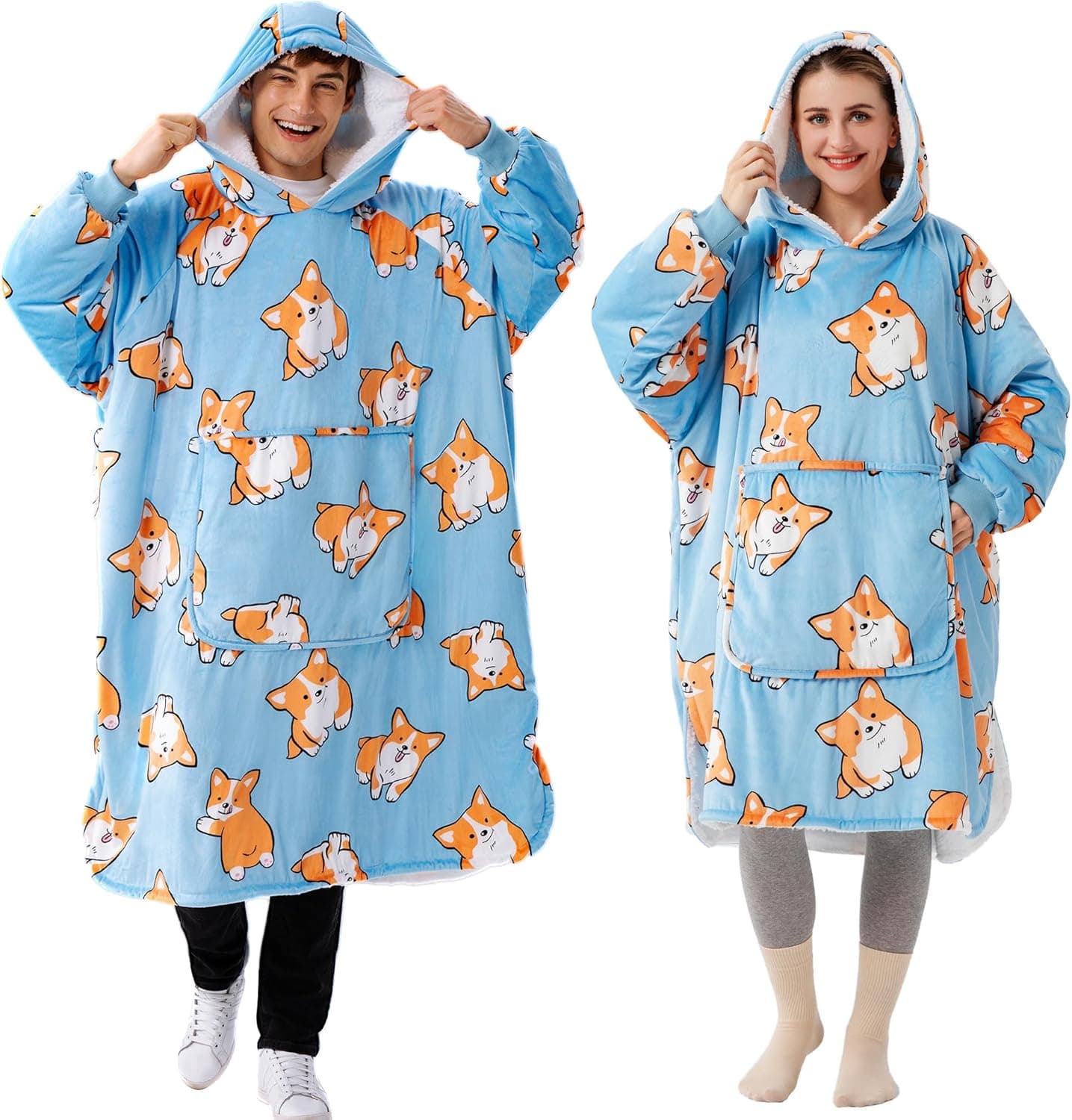 Winthome Camisola com capuz oversize, manta de mulher dupla quente suave, roupão de banho homem com bolso, manta com capuz, Hoodie Sherpa para adultos, adolescentes, senhoras, homens, presente,