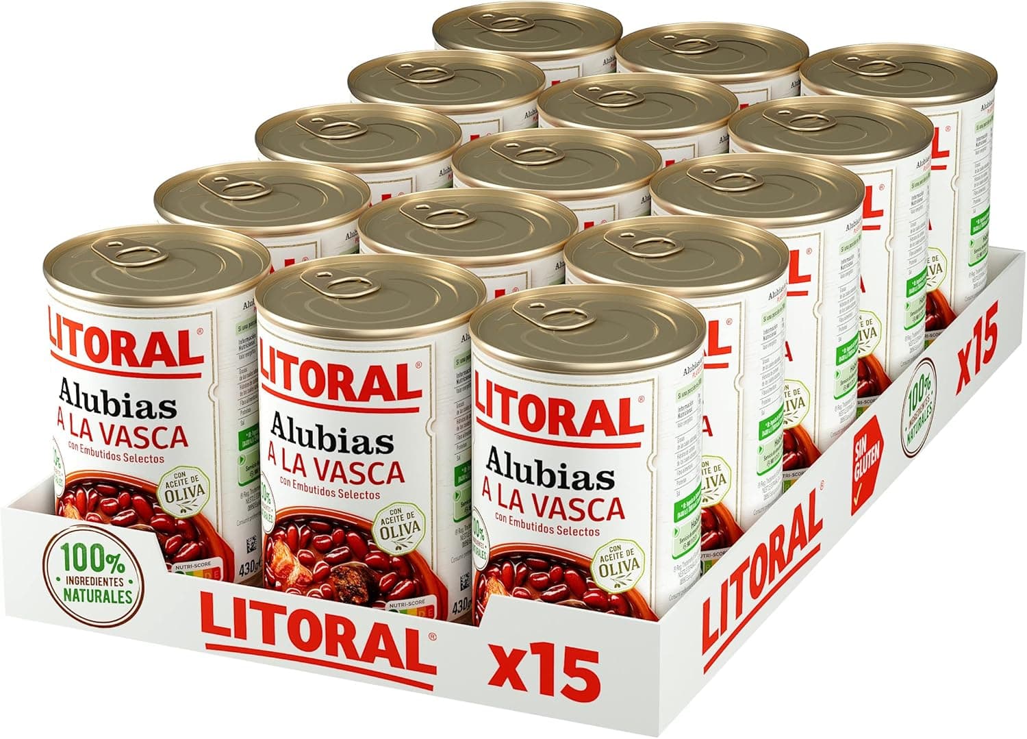 LITORAL Lençóis à basca - prato preparado sem glúten - pacote de 15 x 430 g - total: 6,45 kg
