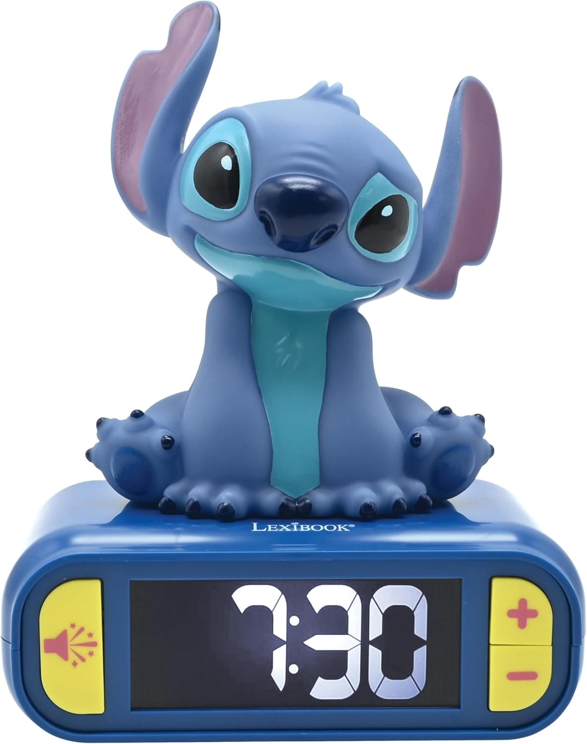 LEXIBOOK, Disney, luz noturna despertador Stitch, sons e melodias, ecrã LCD retroiluminado, luminoso, Snooze, azul (RL800D)