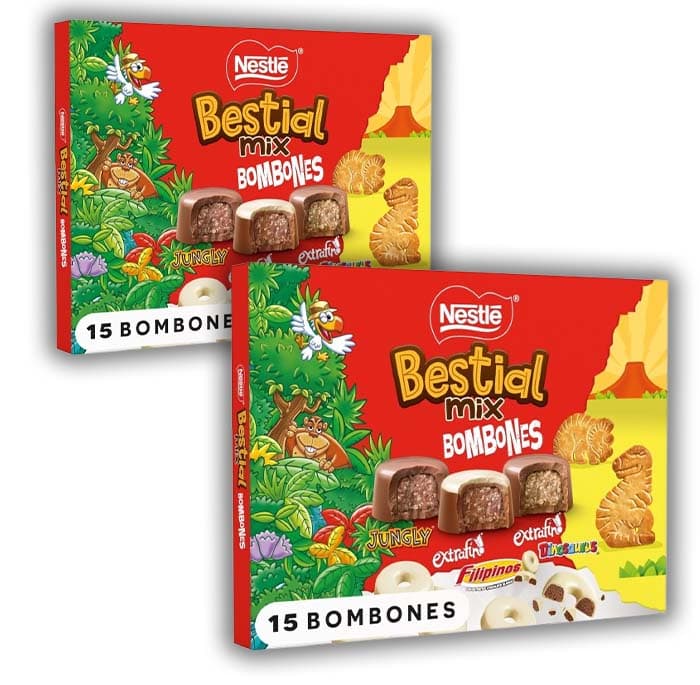 NESTLÉ BESTIAL MIX Sortido bombons de chocolate com leite, 187g x 2