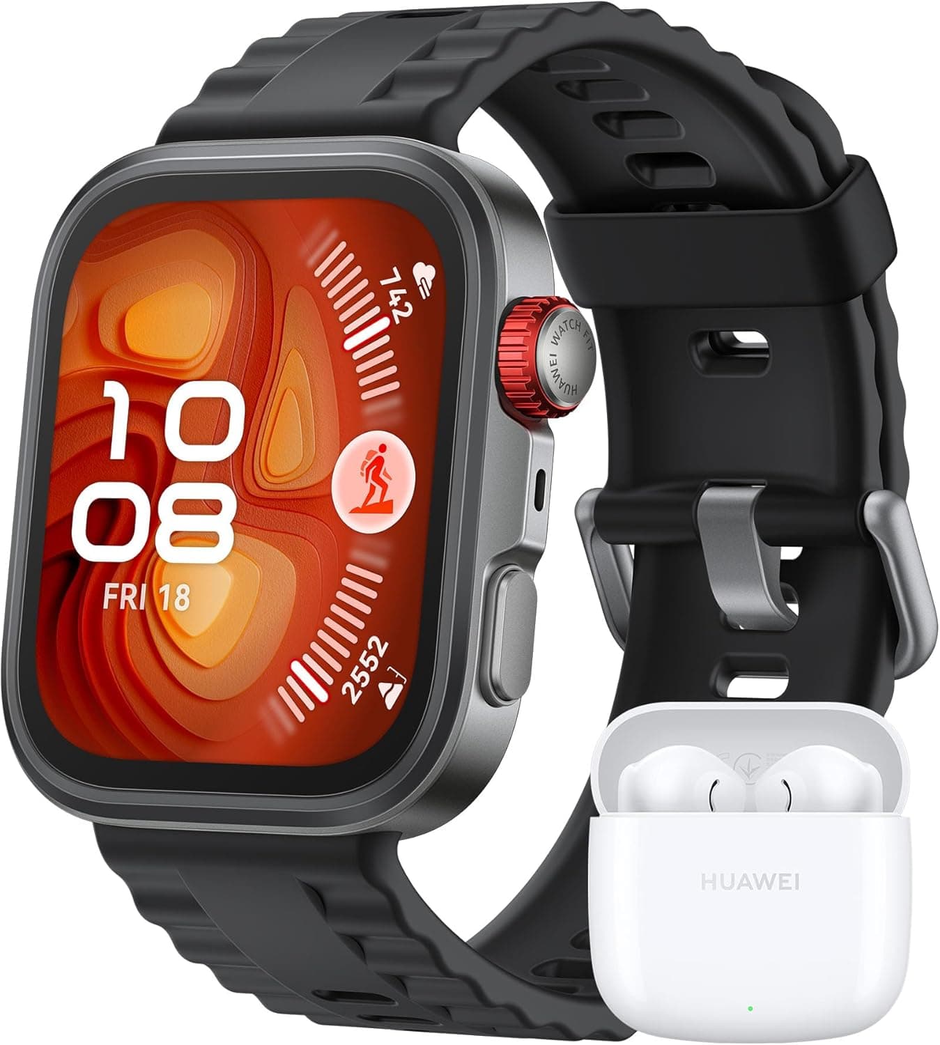 HUAWEI Watch FIT 4 Pro Smartwatch + Freebuds SE2 branco, cristal de safira e titânio, brilho máximo de 3.000 nits, pagamento por NFC, dual Band GPS, ECG, desportos ao ar livre
