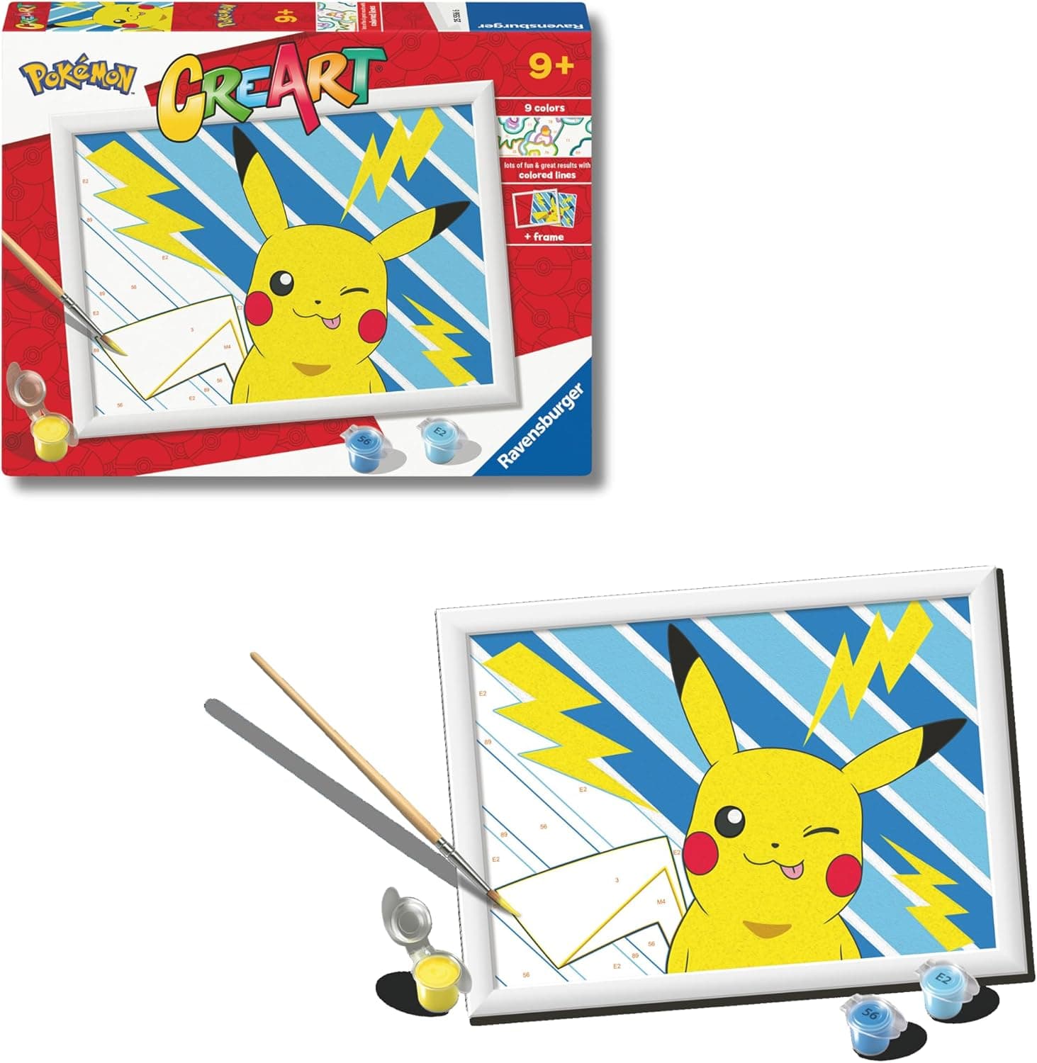 Ravensburger Creart D Pokemon Pikachu | Kit de pintura por números para crianças com moldura 18x24 cm