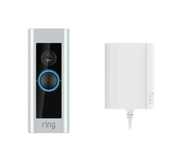 Ring Video Doorbell Pro com adaptador de plugue Amazon, resolução HD 1080p, conversação bidirecional, Wi-Fi, detecção de movimento | Avaliação gratuita de 30 dias do plano Ring Protect