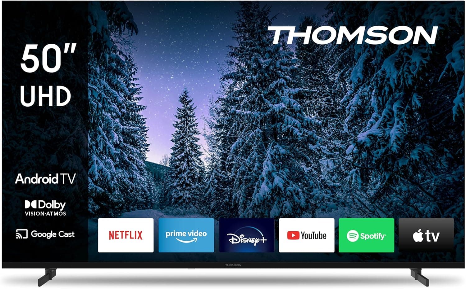 Thomson 50UAA 5S13 | Smart TV LED 4K UHD de 50 polegadas com Android TV, Dolby Atmos e Google Assistant