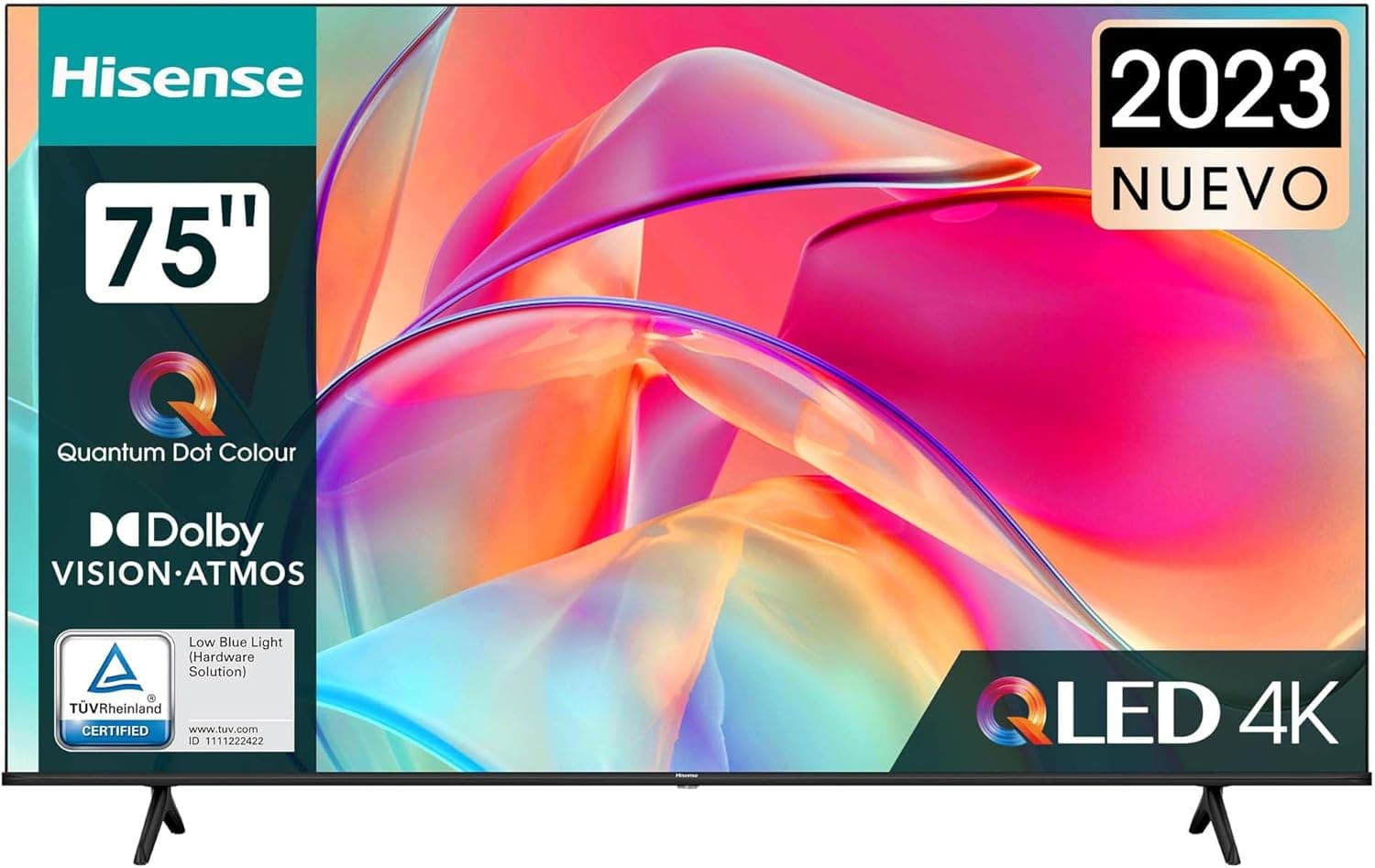 Hisense TV 75E7KQ QLED Smart TV de 75 polegadas televisor, Quantum Dot Colour, visão Dolby, Dolby Atmos, modo de jogo PLUS, 60Hz VRR, Bluetooth & HDMI, controlo por voz televisor, VIDAA (2023)