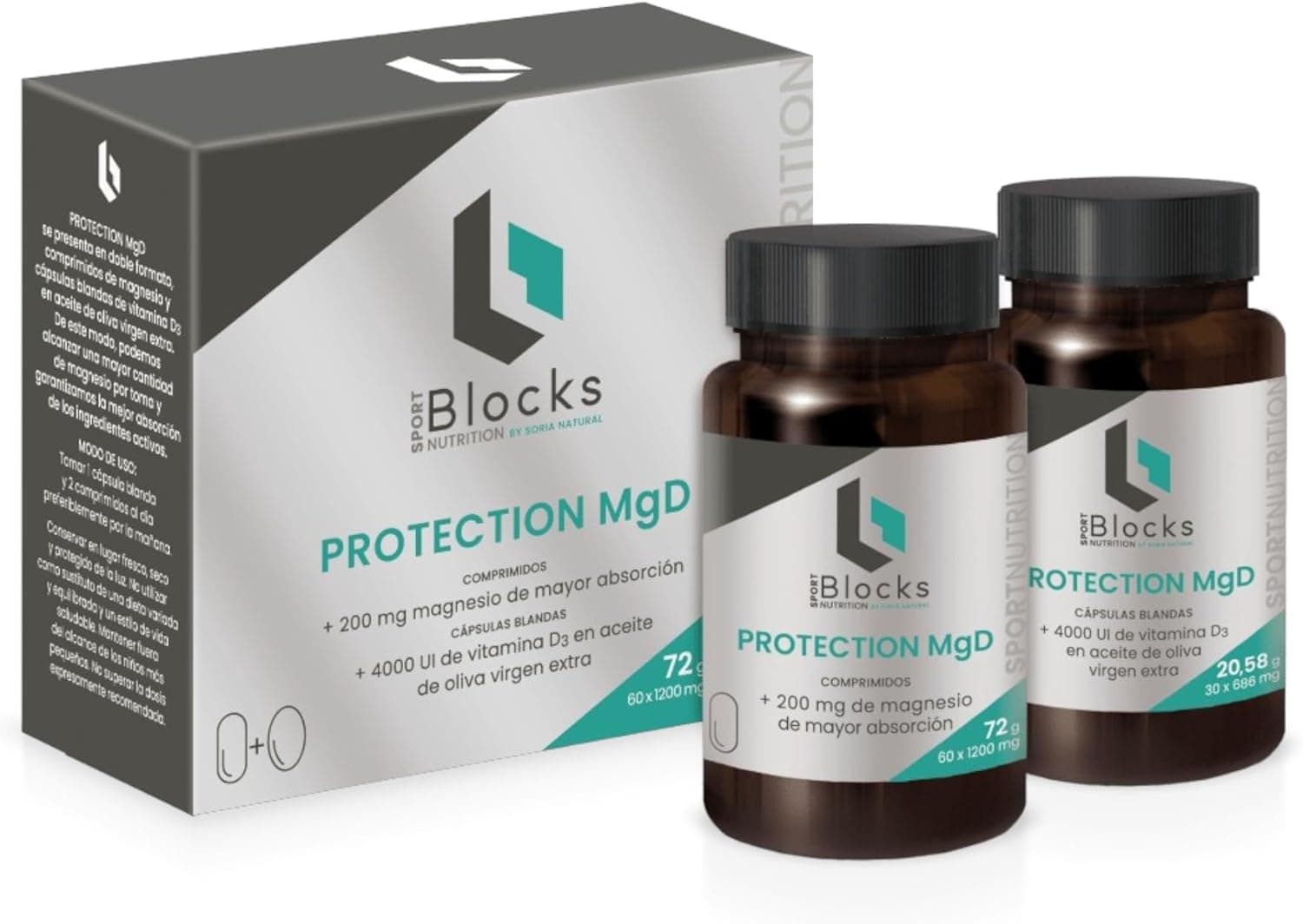 BSN Citrato de magnésio 400 UI vitamina D3, pack de 2 x 1 máximo reforço, inclui 30 pérolas vitamina D3 60 comprimidos de magnésio, vitaminas para o sistema imunitário e saúde mental
