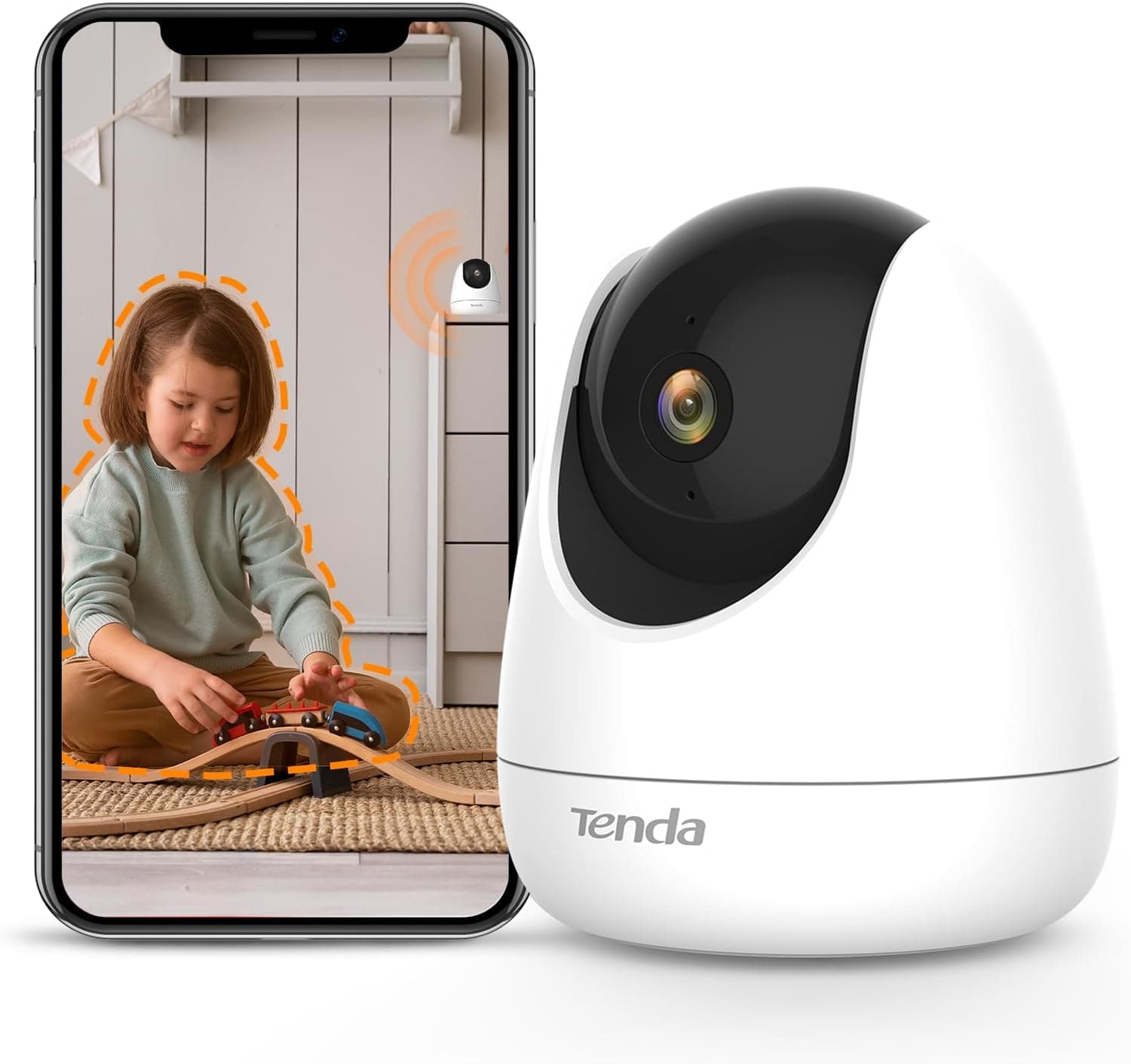 Tenda CP6 | Câmara de videovigilância WiFi interior 360° com visão noturna, deteção de movimento e áudio bidirecional