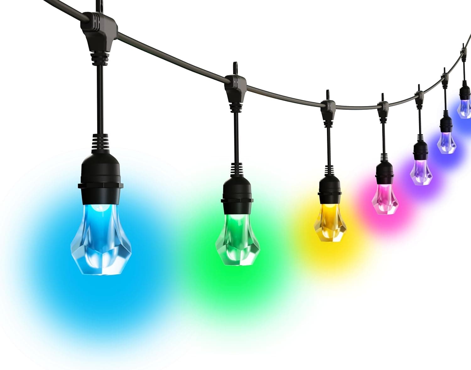 nanoleaf Matter Essentials, grinalda de luzes exteriores Starter Kit 15 M LED RGBICW - luzes LED de 16 m, cores, IP65 impermeável, 20 lâmpada inteligente LED, WiFi Bluetooth Matter, para jardim