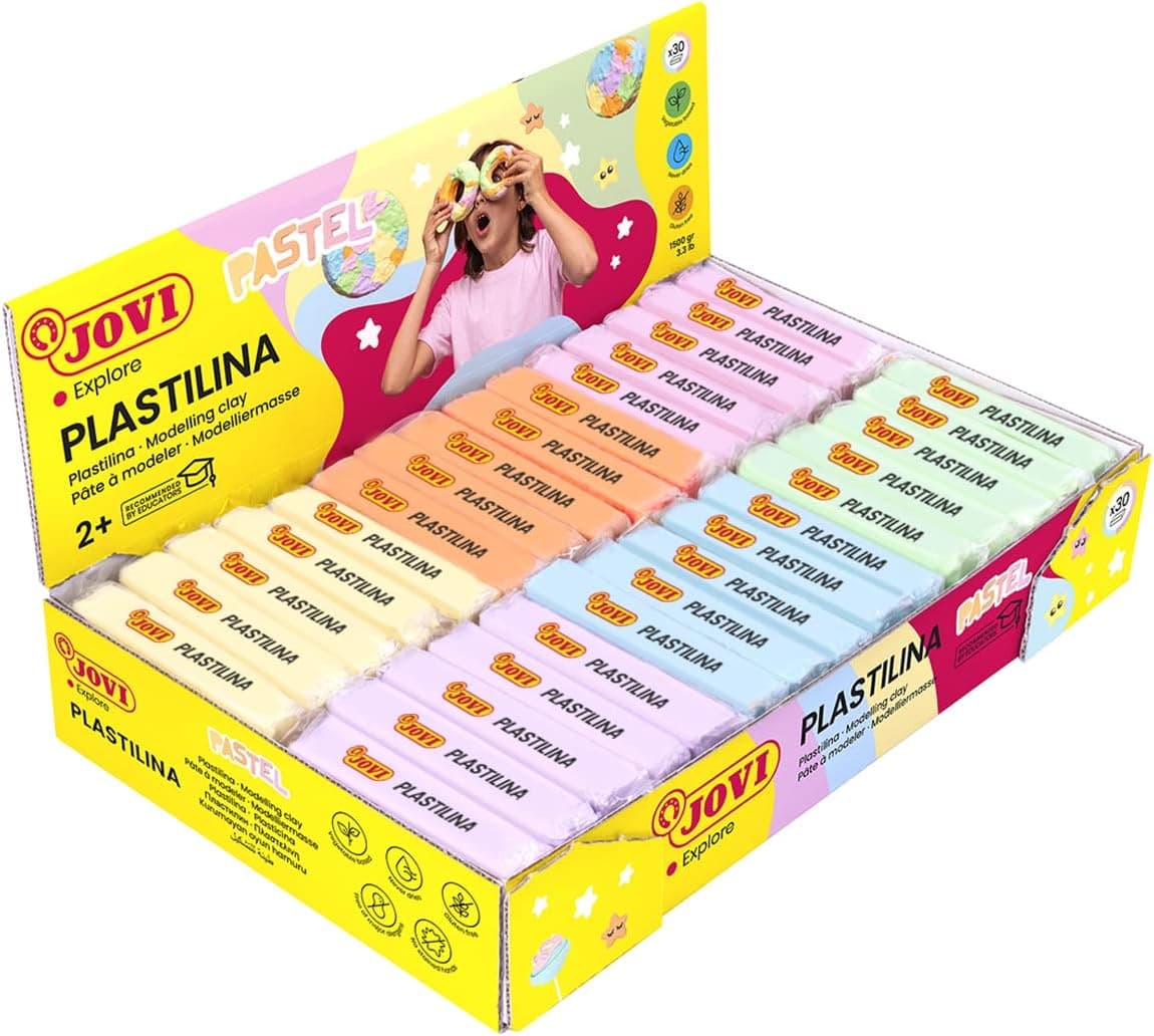 Jovi Plastilina | Caixa pequena com 30 unidades de cores pastel sortidas 50 g cada