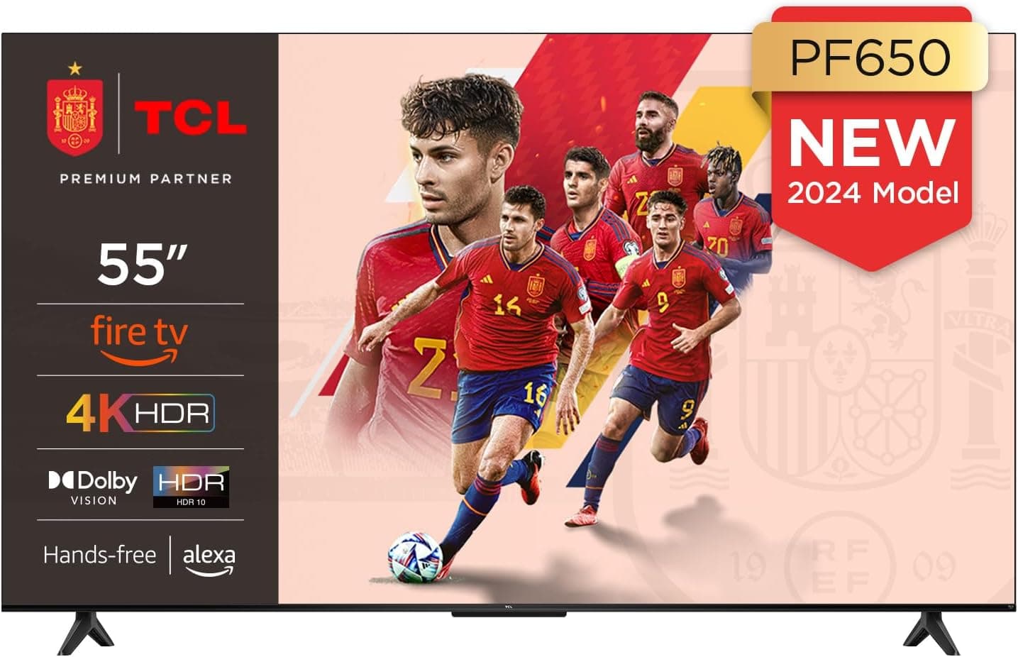 TCL 55PF650 55 polegadas 4K ultra HD, HDR TV, Smart LED Fire TV (Dolby Vision, Dolby Atmos, DTS, HDR 10, Alexa integrado, Airplay2, Miracast)