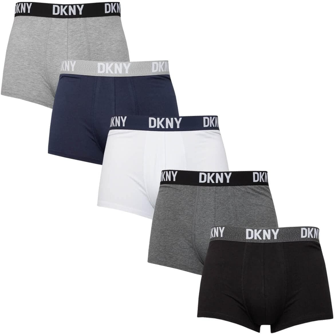 DKNY 5 Pack Walpi Trunk | Pack de 5 boxers em algodão elástico com cintura contrastante para homem