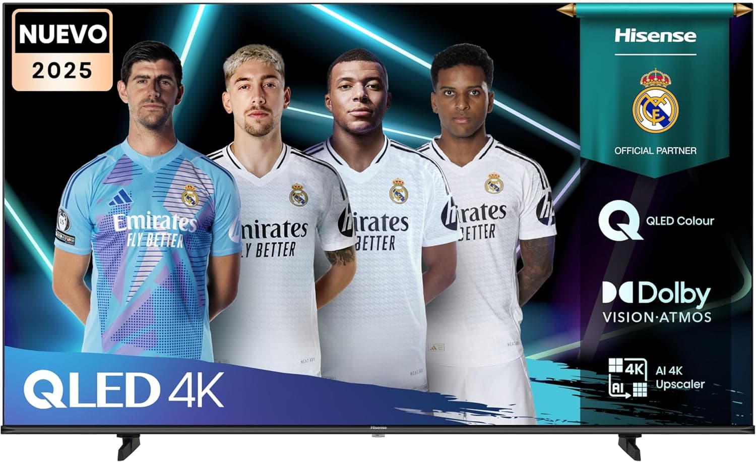 Hisense 65E7Q - QLED Smart TV 65 polegadas, visão dolby, Dolby Atmos, modo de jogo Plus, 60Hz VRR 120 fps, modo de desporto, movimento suave IA, Bluetooth e HDMI 2.1, controlo por voz Alexa