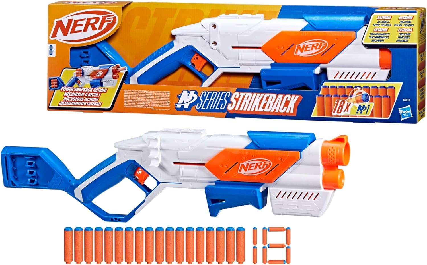 Nerf N Series, lançador Strikeback e 18 dardos N1