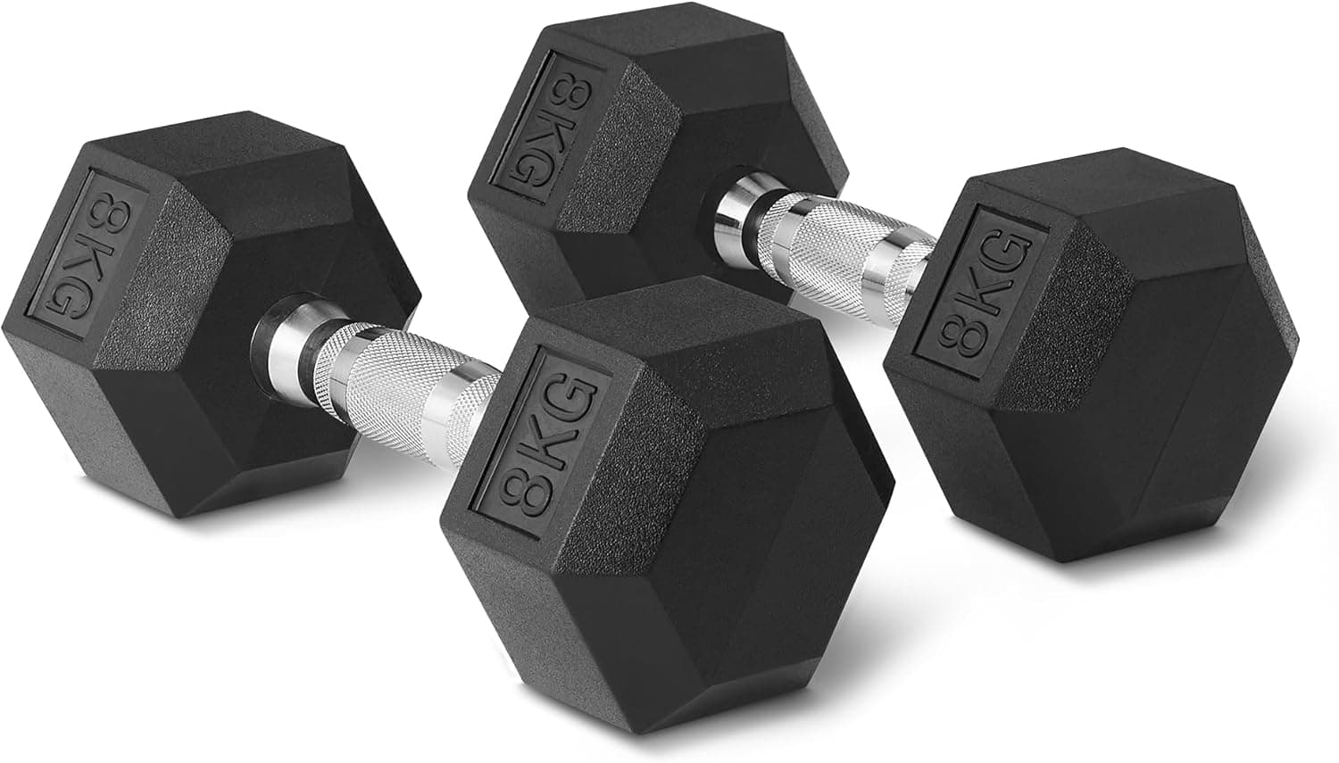 Amazon Basics Hex | Conjunto de halteres revestidos a borracha 8 kg