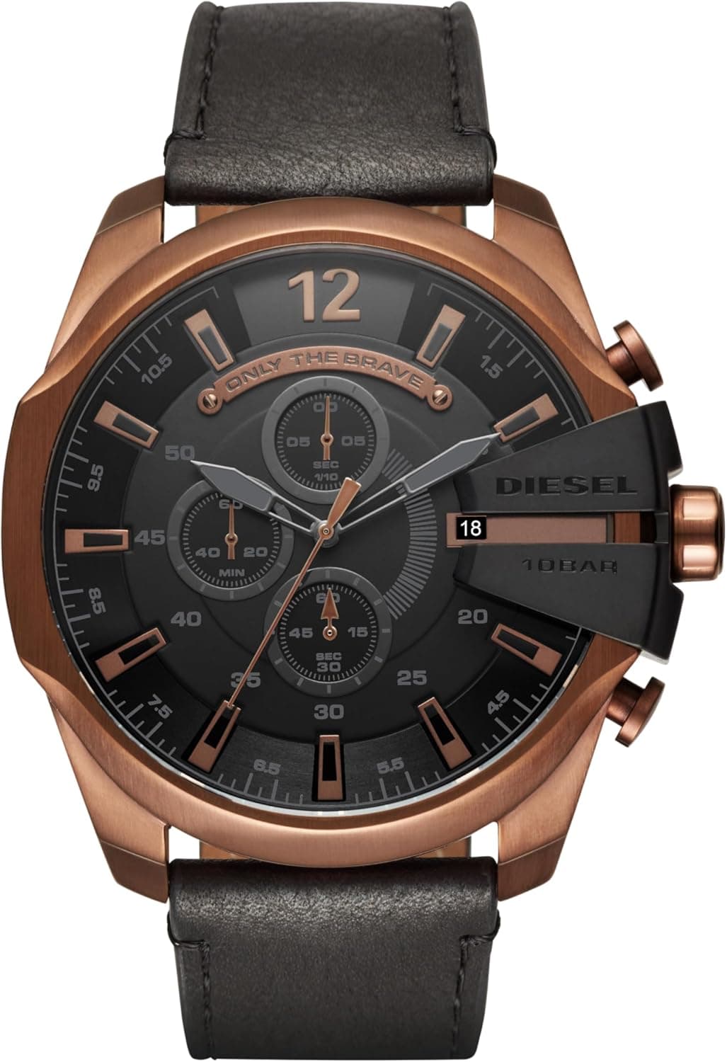 Diesel Relógio para homem mega chief, movimento cronógrafo de quartzo, caixa de aço inoxidável prateada de 59 mm com correia de aço inoxidável, DZ4308