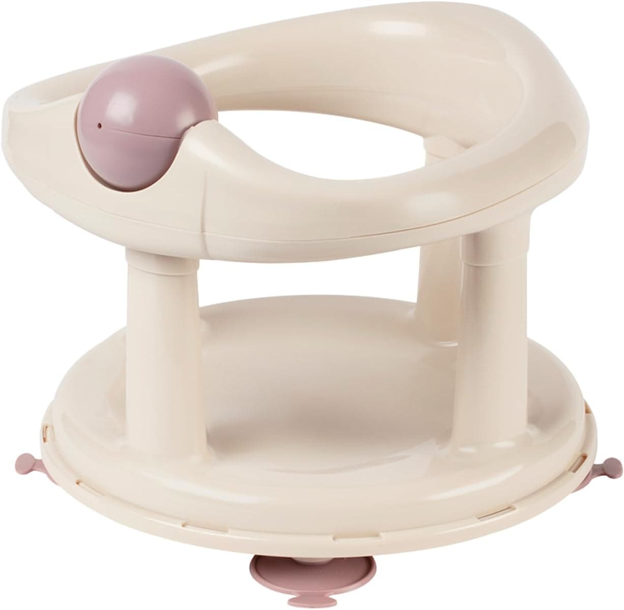 Bebeconfort Assento de banheira para bebé, poltrona de banho e duche, cadeira giratória de 360 graus para casa de banho de bebé, com ventosas de segurança, bege